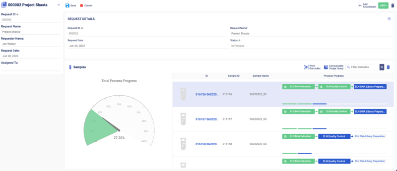 A screenshot showing the Bioprocessing Status Dashboard