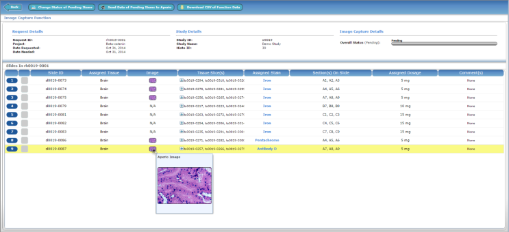 screenshot showing aperio integration in sapio histopathology lims